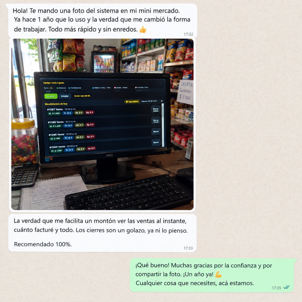 Mensaje de WhatsApp de un comerciante
